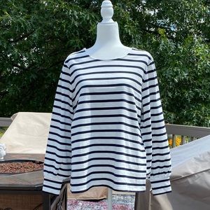 Boden Striped Balloon Sleeve Top with Cuff